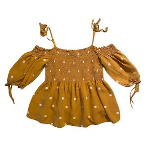 Aeropostale yellow polka-dot off-the-shoulder top